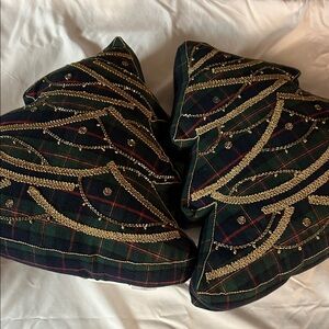 Martha Stewart Holiday Tree Pillows - Green and Gold